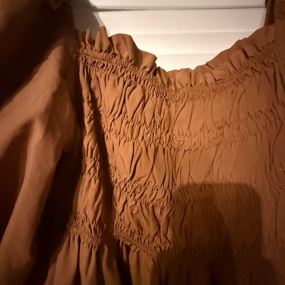 PrettyLittleThing Ruffled Brown Top